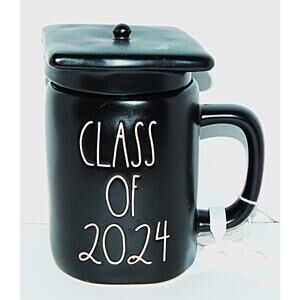 Rae Dunn Class Of 2024 Black Mug w Lid Artisan Collection Graduation Gift NWT